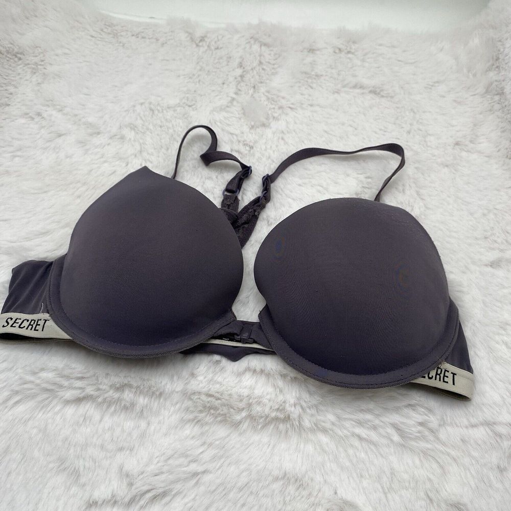 Victoria's Secret T-Shirt Push Up Bra Size 34B Gray Full Coverage Underwire 3349